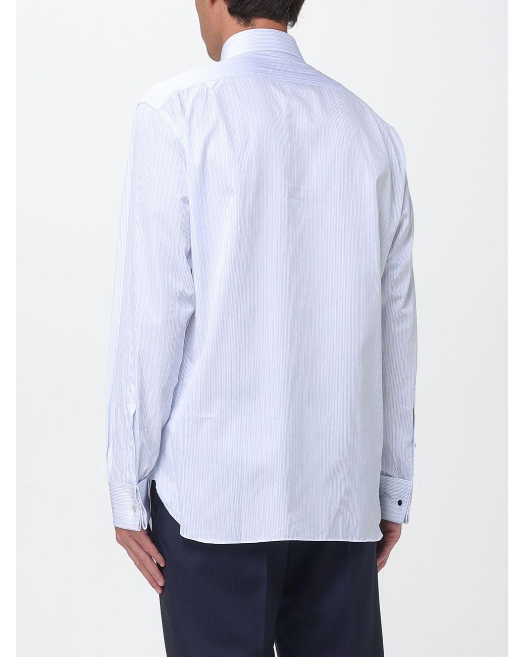 Zegna White Classic Striped Poplin Shirt for men