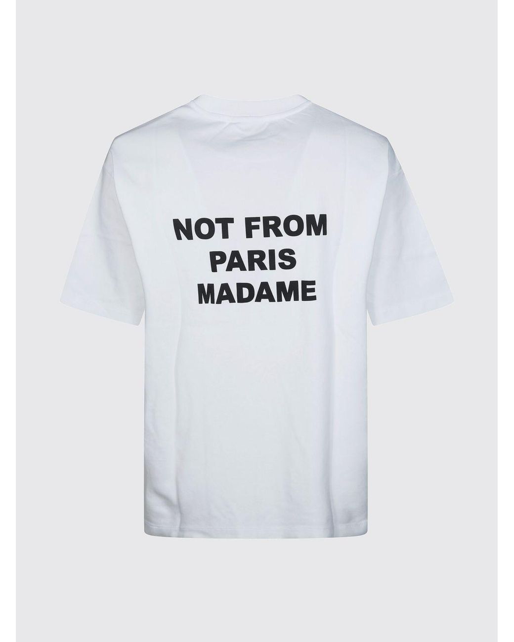 Drole de Monsieur White Cotton T-Shirt With Logo Print And Dropped Shoulders for men