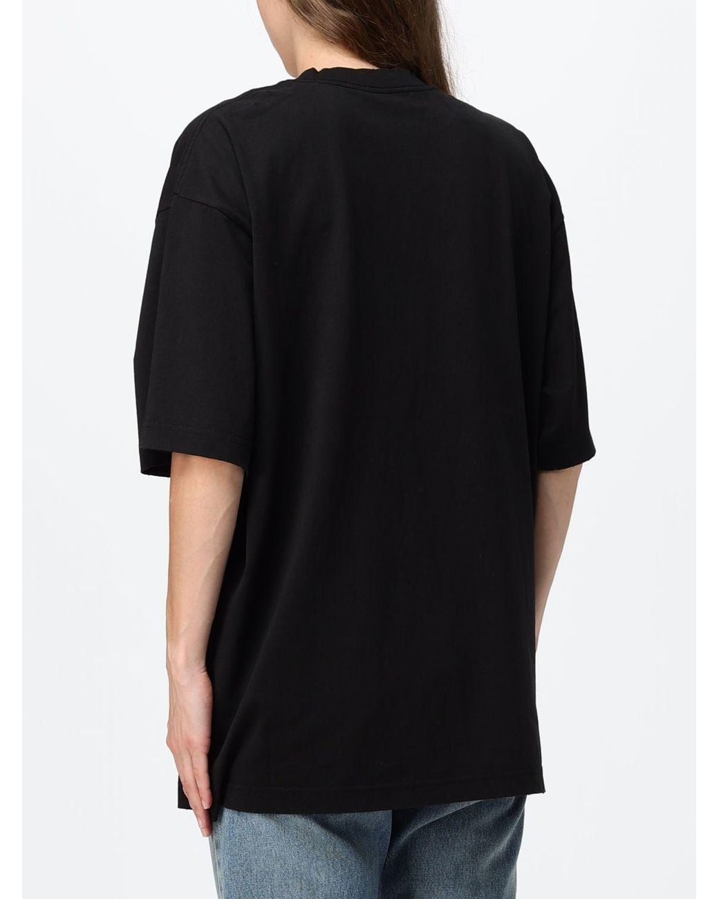 Balenciaga Black Oversized Cotton T-Shirt With Contrast Logo Print