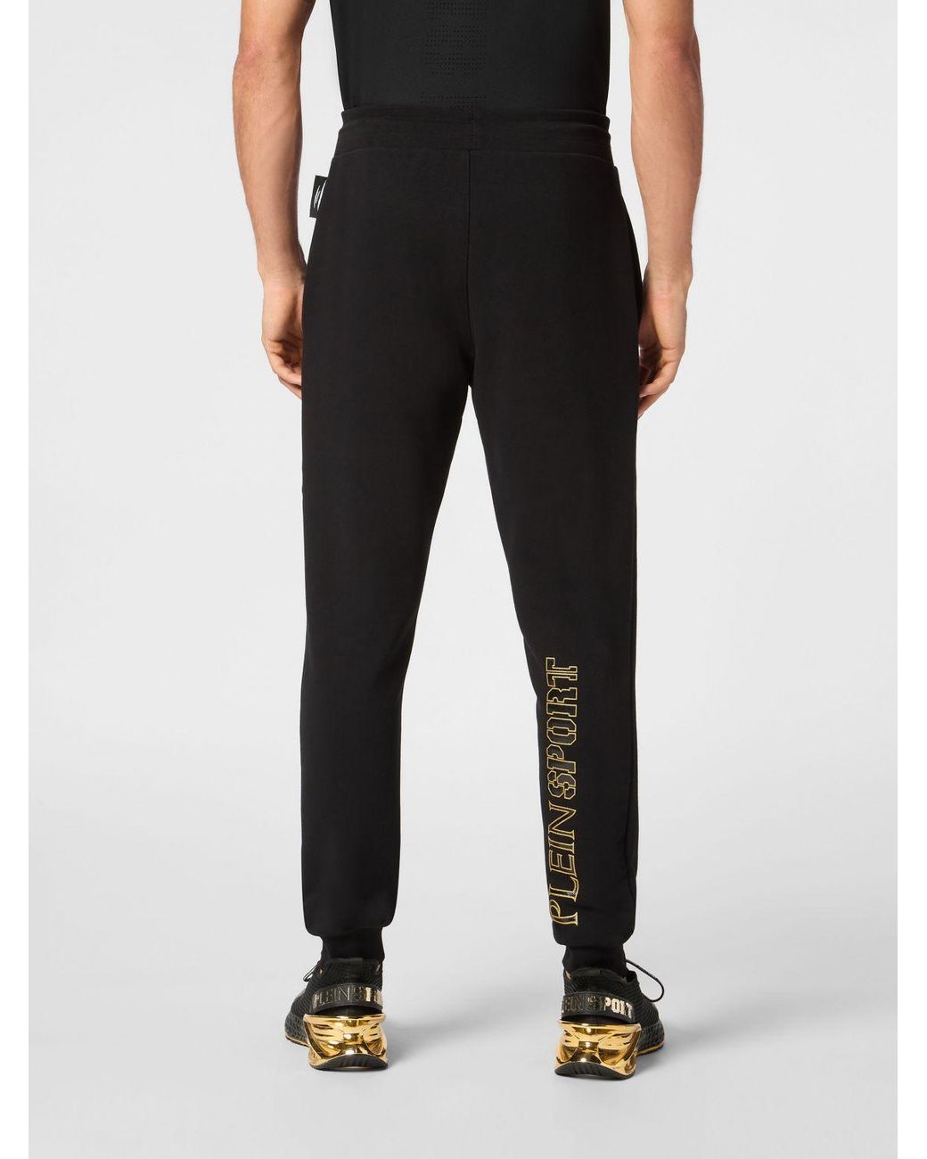 Philipp Plein Black Jersey Jogging Pants With Drawstring Waist And Printed Logo for men
