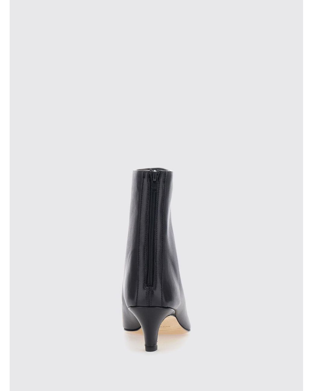 Totême Black Pointed-Toe Nappa Leather Ankle Boots With Mid Heel And Rear Zip