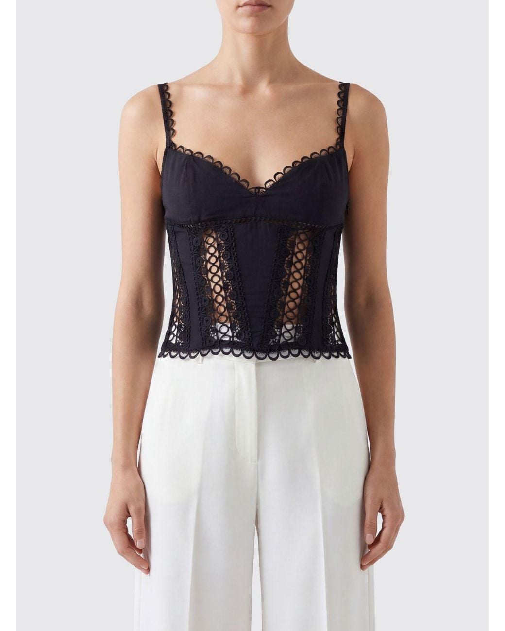 Charo Ruiz Blue Ibiza Embroidered Cotton Blend Slim Fit Off-The-Shoulder Corset Top