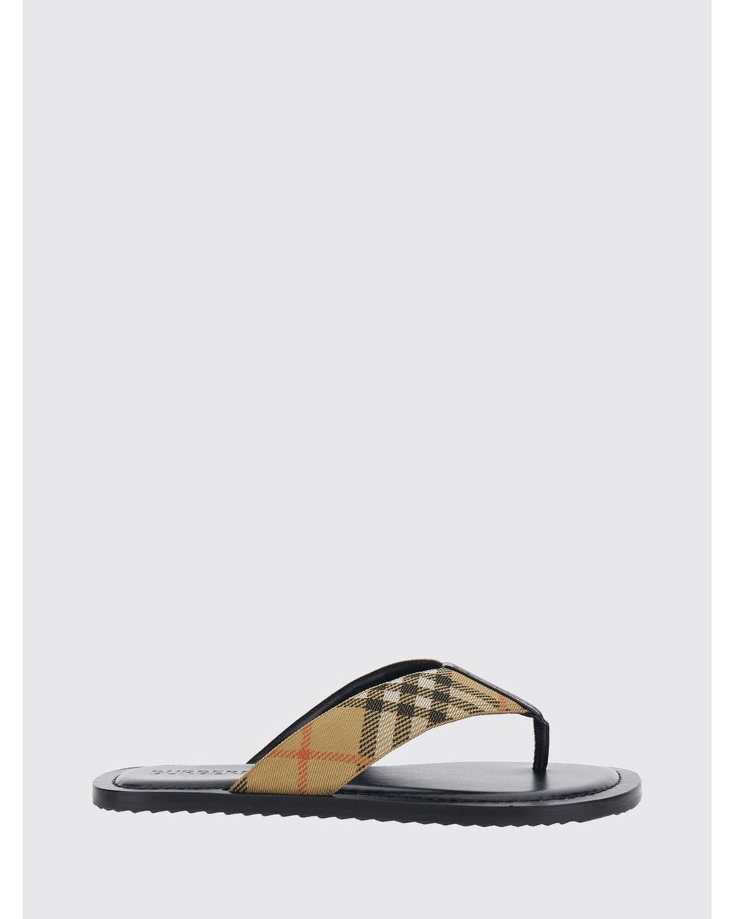 Burberry Natural Vintage Check Fabric Thong Sandals for men