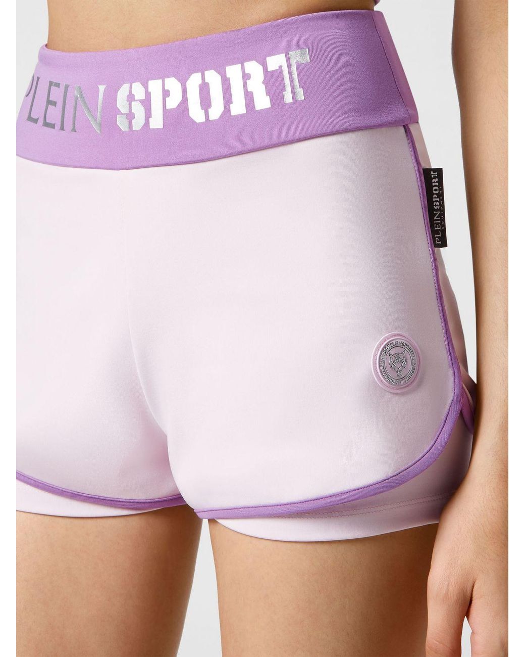 Philipp Plein White High-Waisted Sports Shorts With Logo Elastic Band