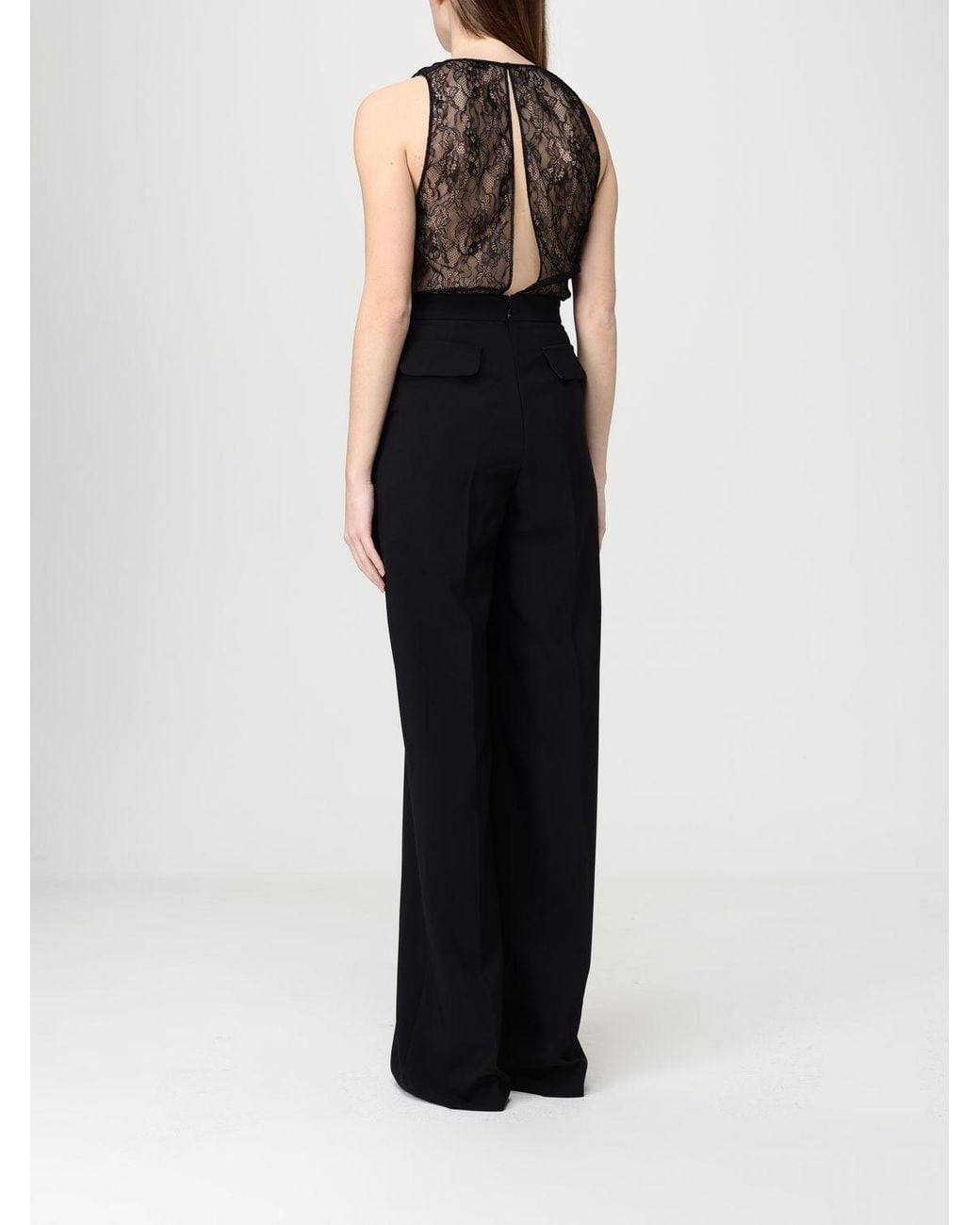 Elisabetta Franchi Black Lace Jumpsuit With Sequins