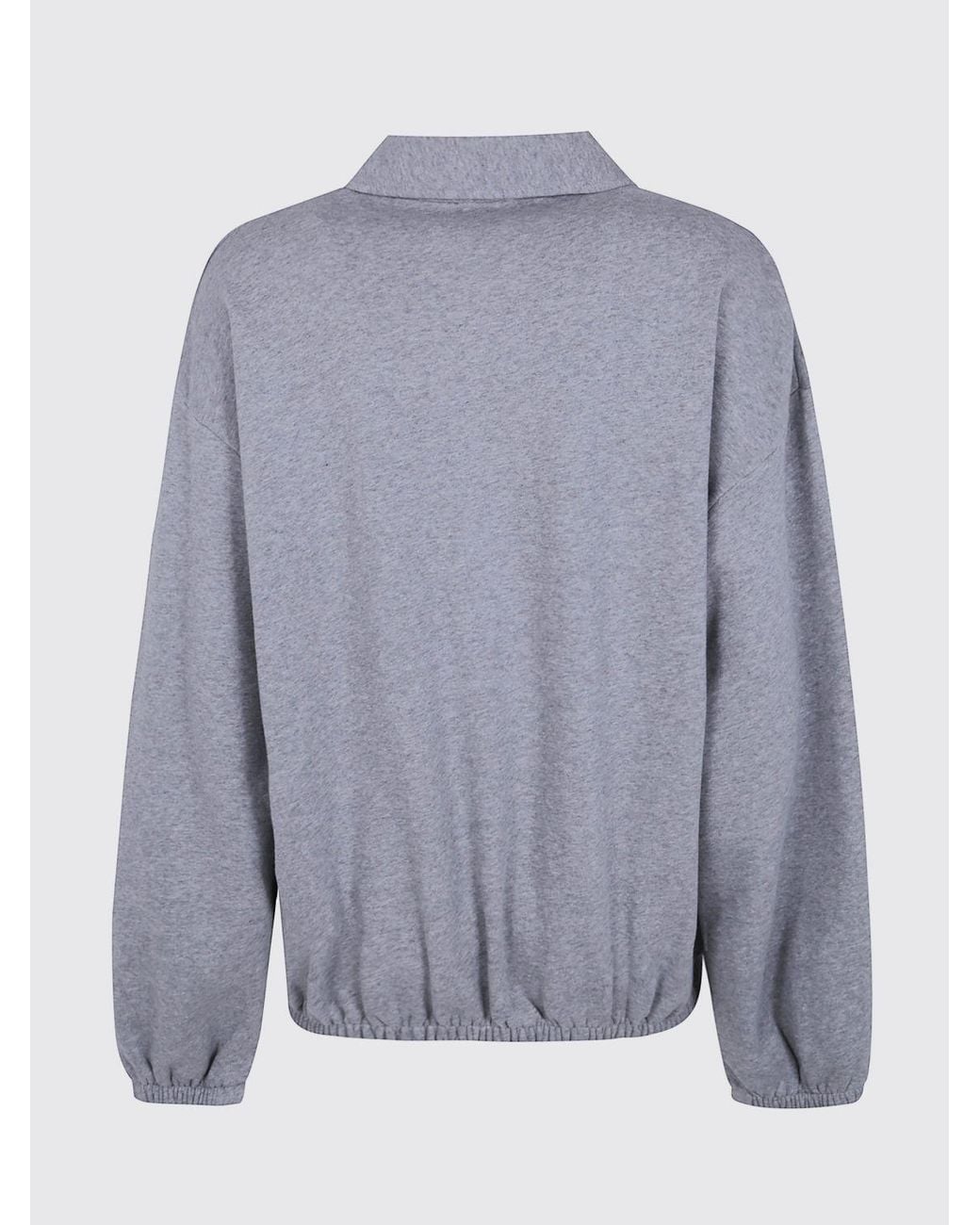 DARKPARK Gray Relaxed Fit Cotton Polo Sweatshirt With Zip And Dropped Shoulders