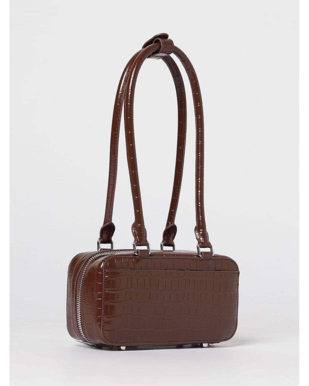 Self-Portrait Brown Mini Croc Leather Shoulder Bag
