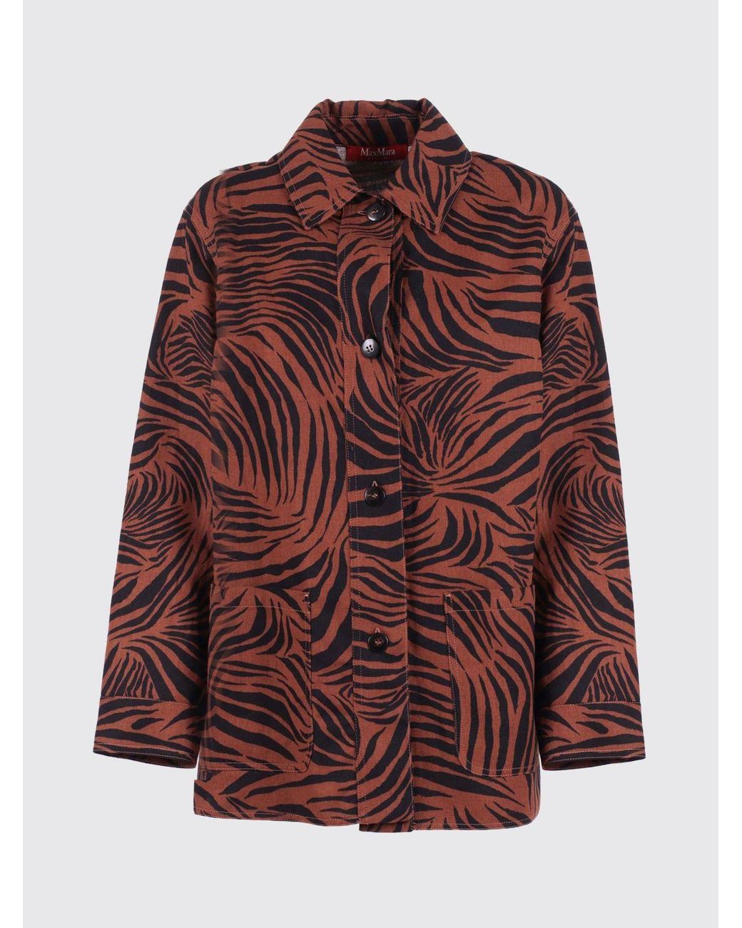 Max Mara Brown Printed Cotton And Linen Shirt