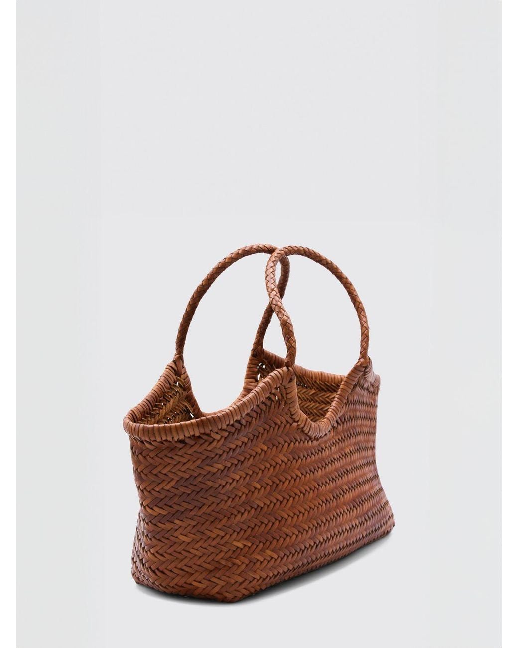 Dragon Diffusion Brown Nantucket Woven Shoulder Bag With Braided Handles