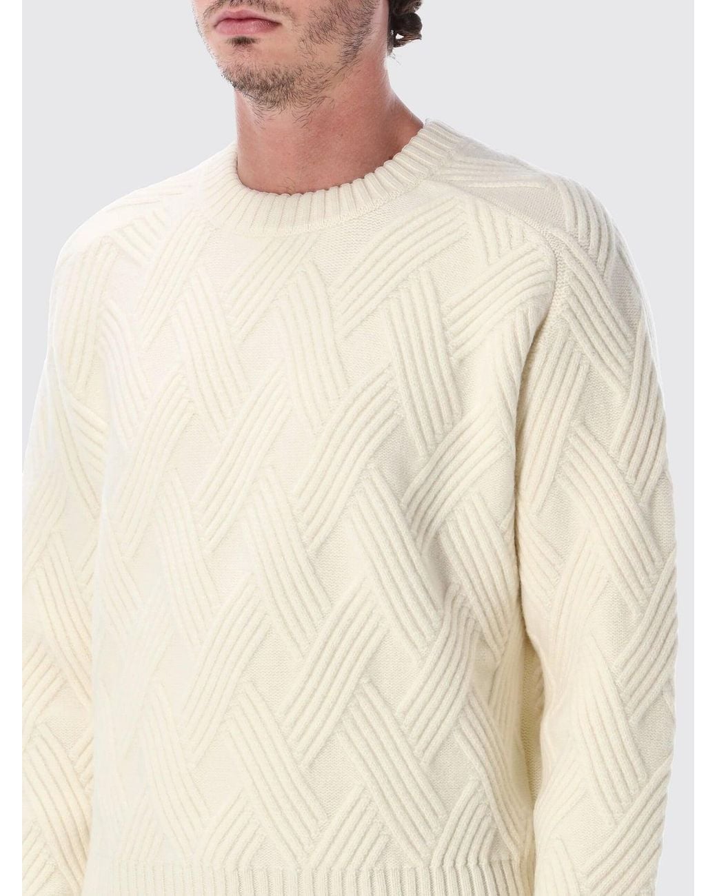 Pull À Col Rond En Laine À Manches Longues Et Épaules Tombantes Lanvin pour homme en coloris White