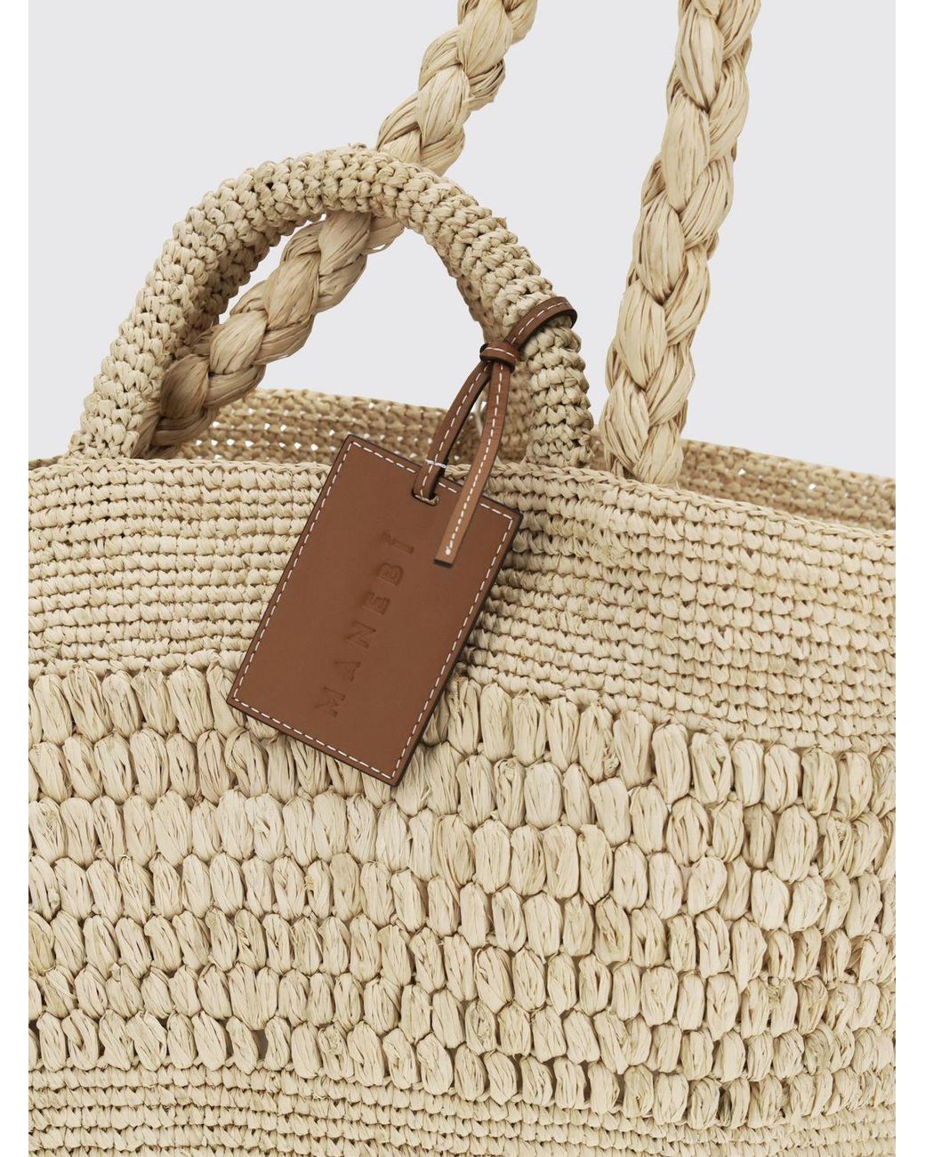 Manebí Natural Fiji Flared Crochet Raffia Tote Bag