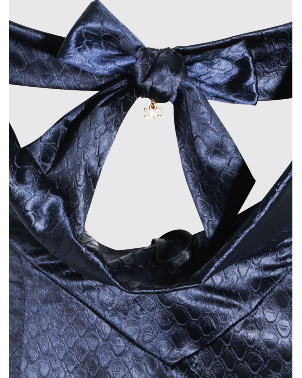 Elisabetta Franchi Blue Python Print Satin Long Evening Gown