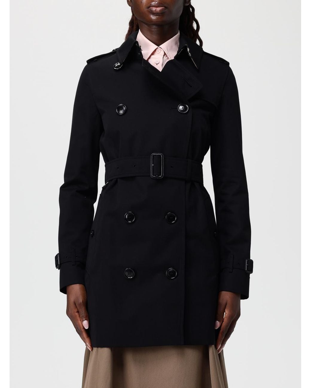 Gabardina De Algodón Con Doble Botonadura Burberry de color Black