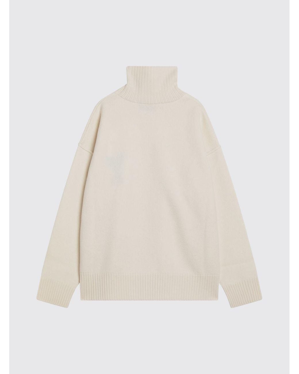 AMI Blue Jacquard Logo Wool Turtleneck Jumper With Dropped Shoulders for men