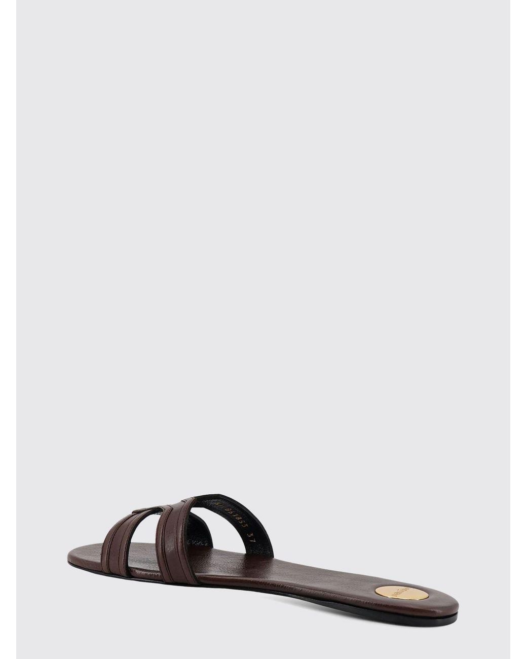 Saint Laurent White Mabrouka Vegetable-Tanned Leather Slippers