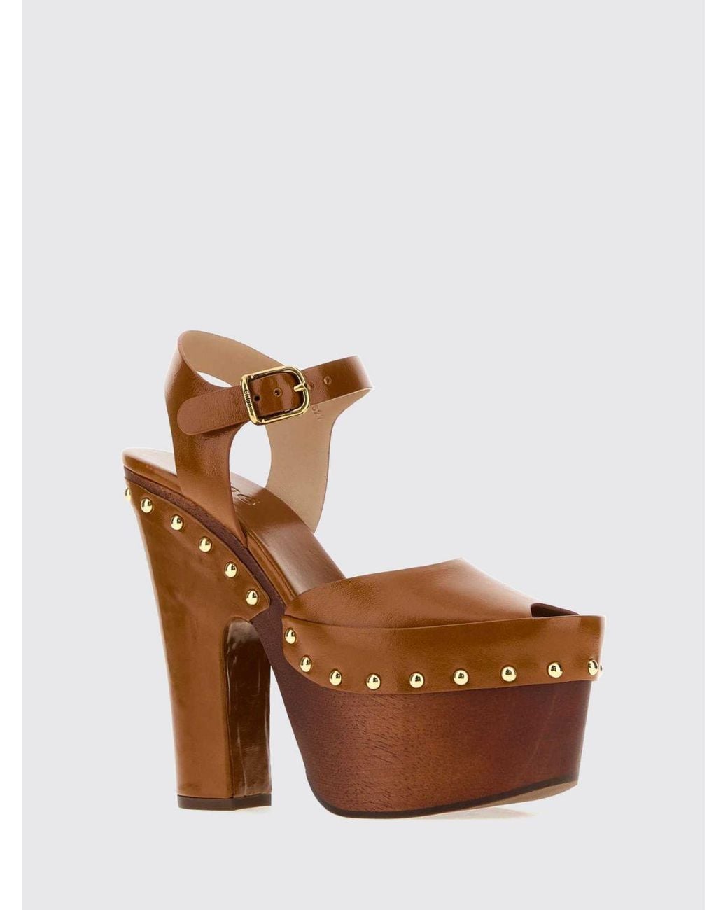 Chloé Brown ChloÉ Meret High-Heel Calfskin Leather Sandals With Platform And Strap