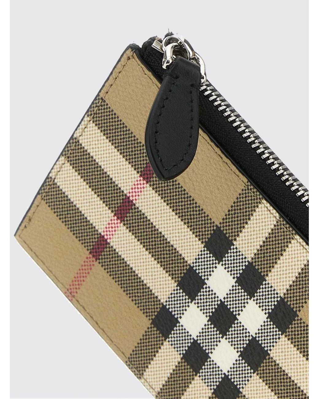 Burberry Natural Vintage Check Leather And Coated Cotton Card Holder for men