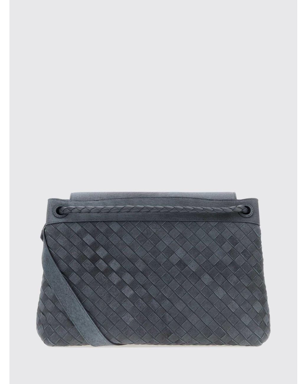 Bottega Veneta Gray Andiamo Intrecciato Suede Lambskin Messenger Bag for men