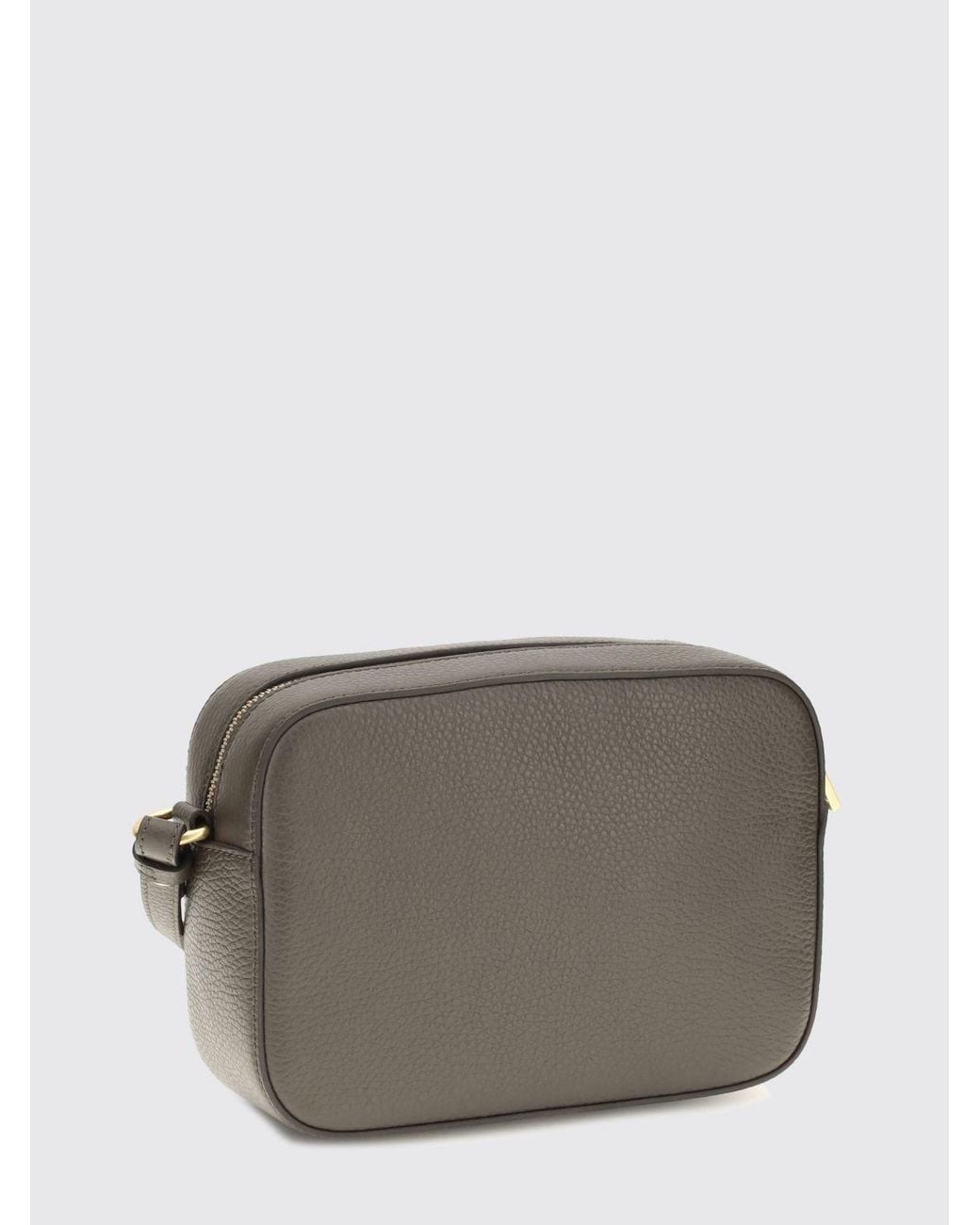 Coccinelle Gray Beat Grained Leather Mini Camera Bag With Shoulder Strap