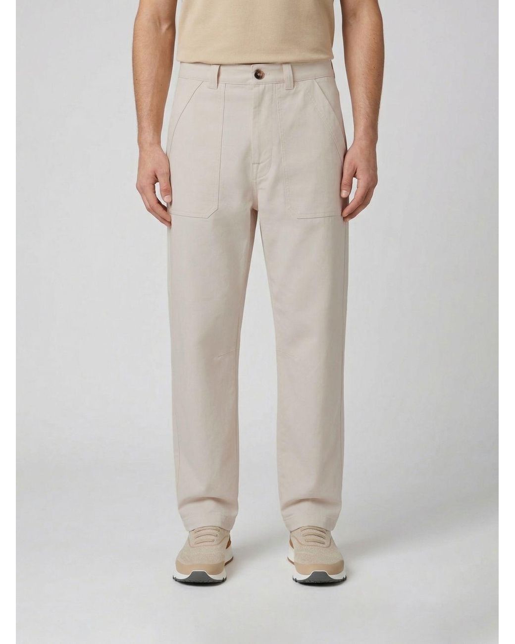 Brunello Cucinelli Natural Linen And Cotton Trousers for men