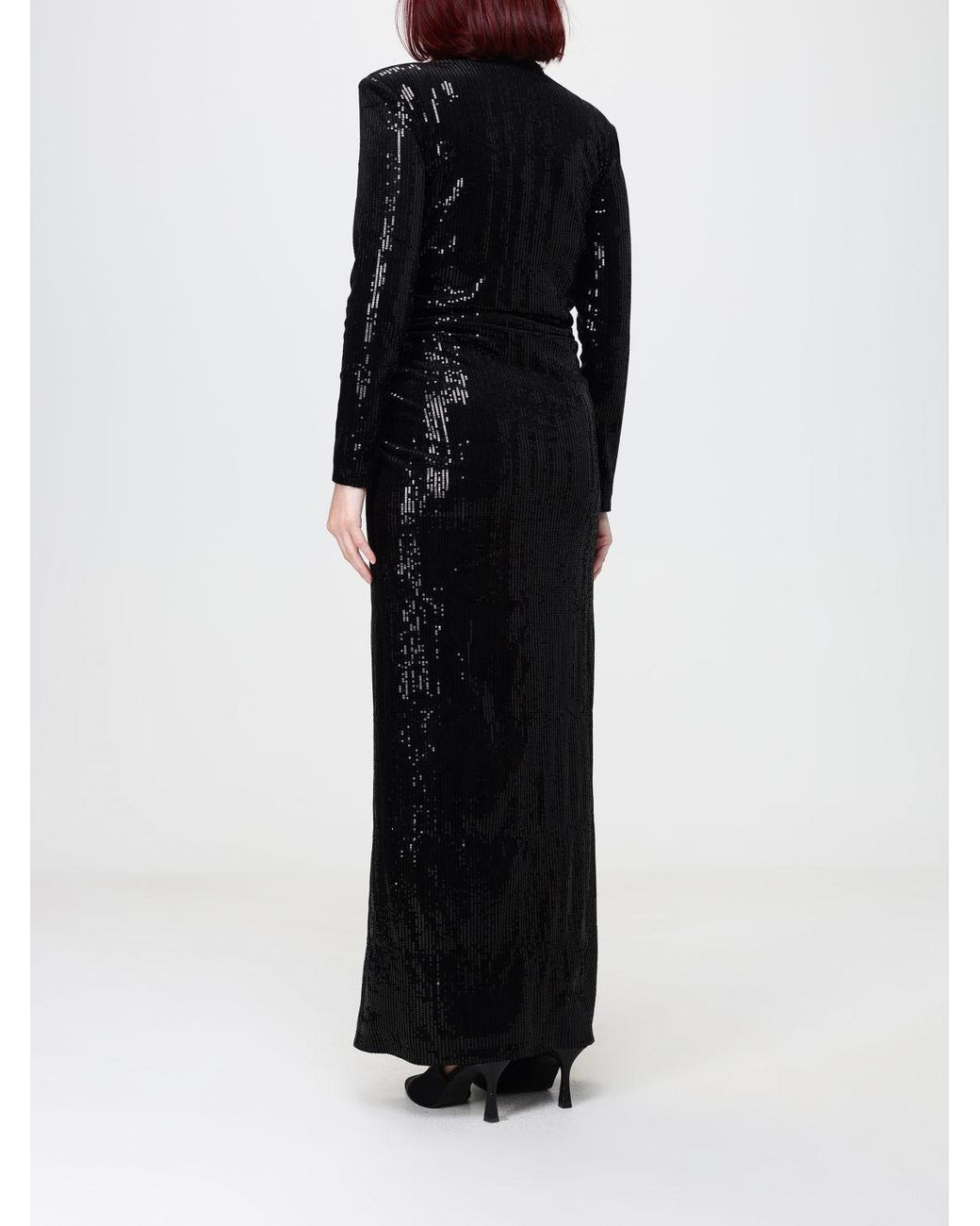 SIMONA CORSELLINI Black V-Neck Sequin-Embellished Sheath Mini Dress