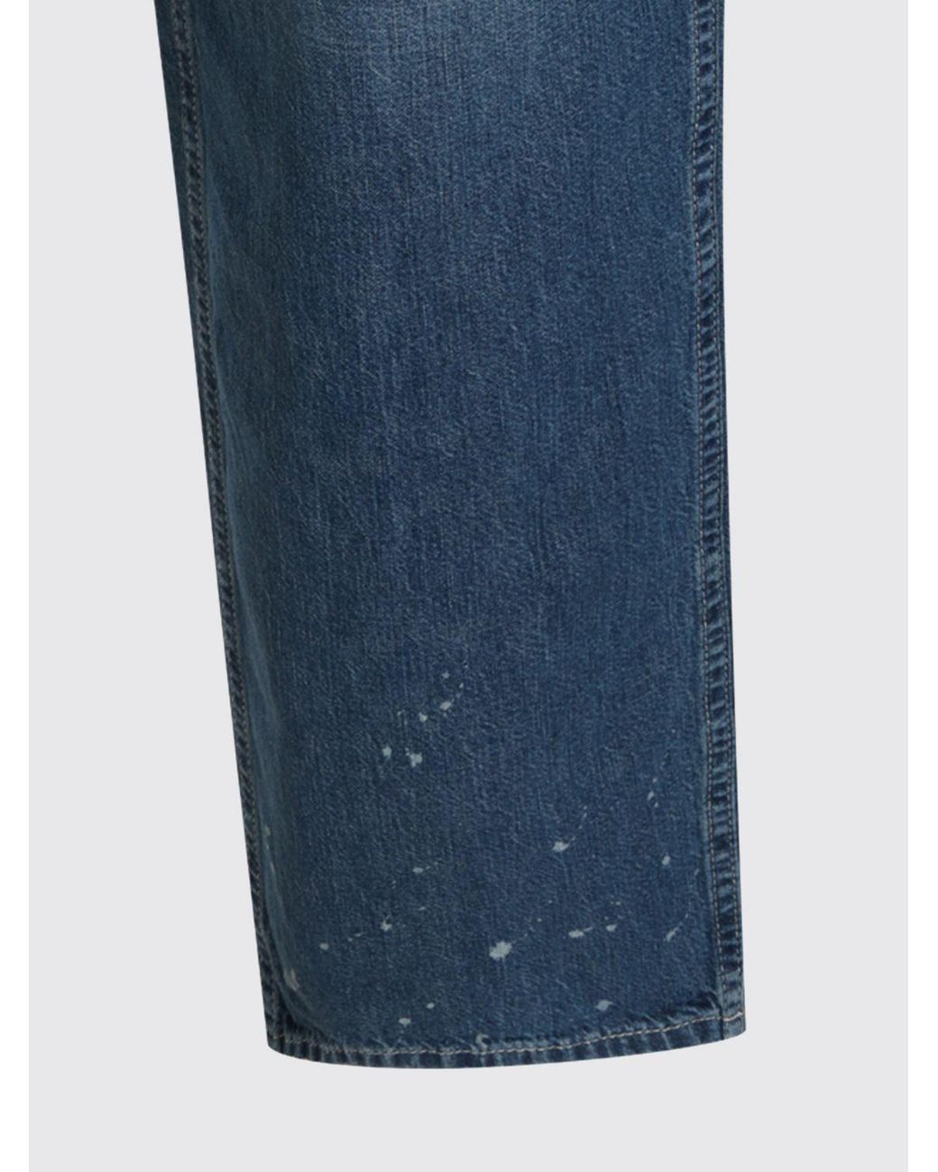 Maison Margiela Blue Straight Fit Abstract Print Cotton Denim Jeans for men