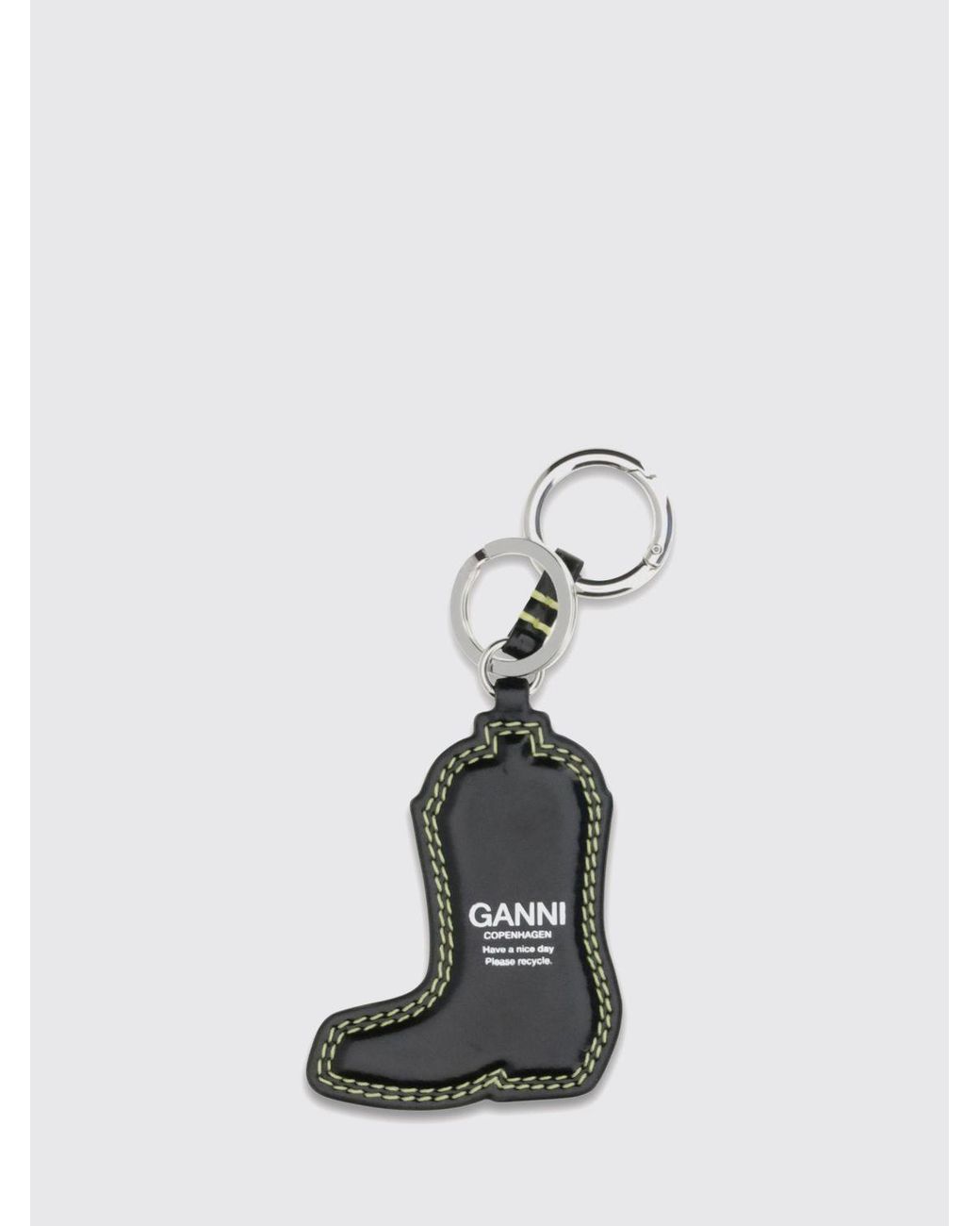Ganni White Boot Recycled Leather Keychain