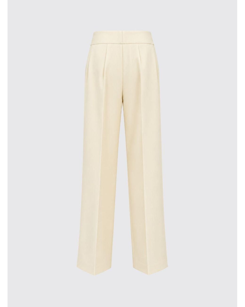 Semicouture Natural High-Waisted Wide-Leg Trousers