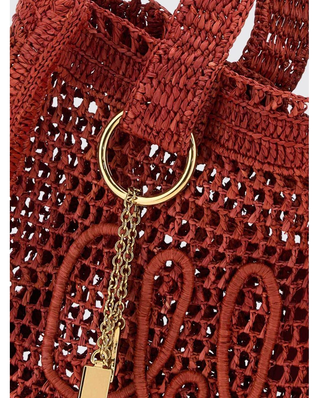 Chloé ChloÉ Summer Banana Crochet Raffia Tote Bag With Embroidered Logo