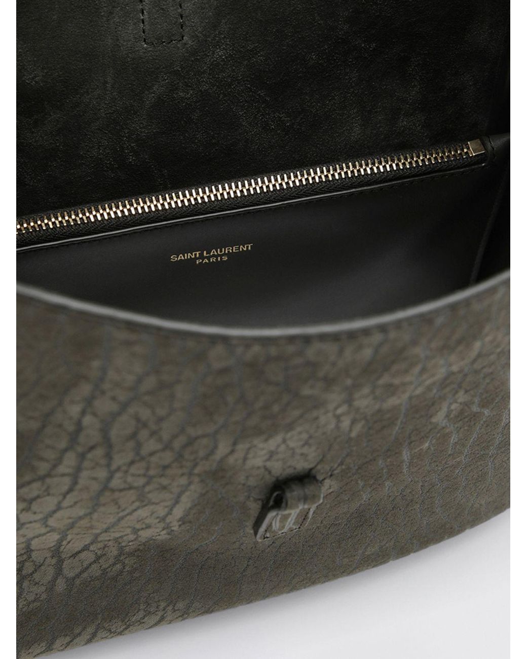 Saint Laurent Black Le 5 À 7 Hammered Leather Shoulder Bag With Ysl Monogram