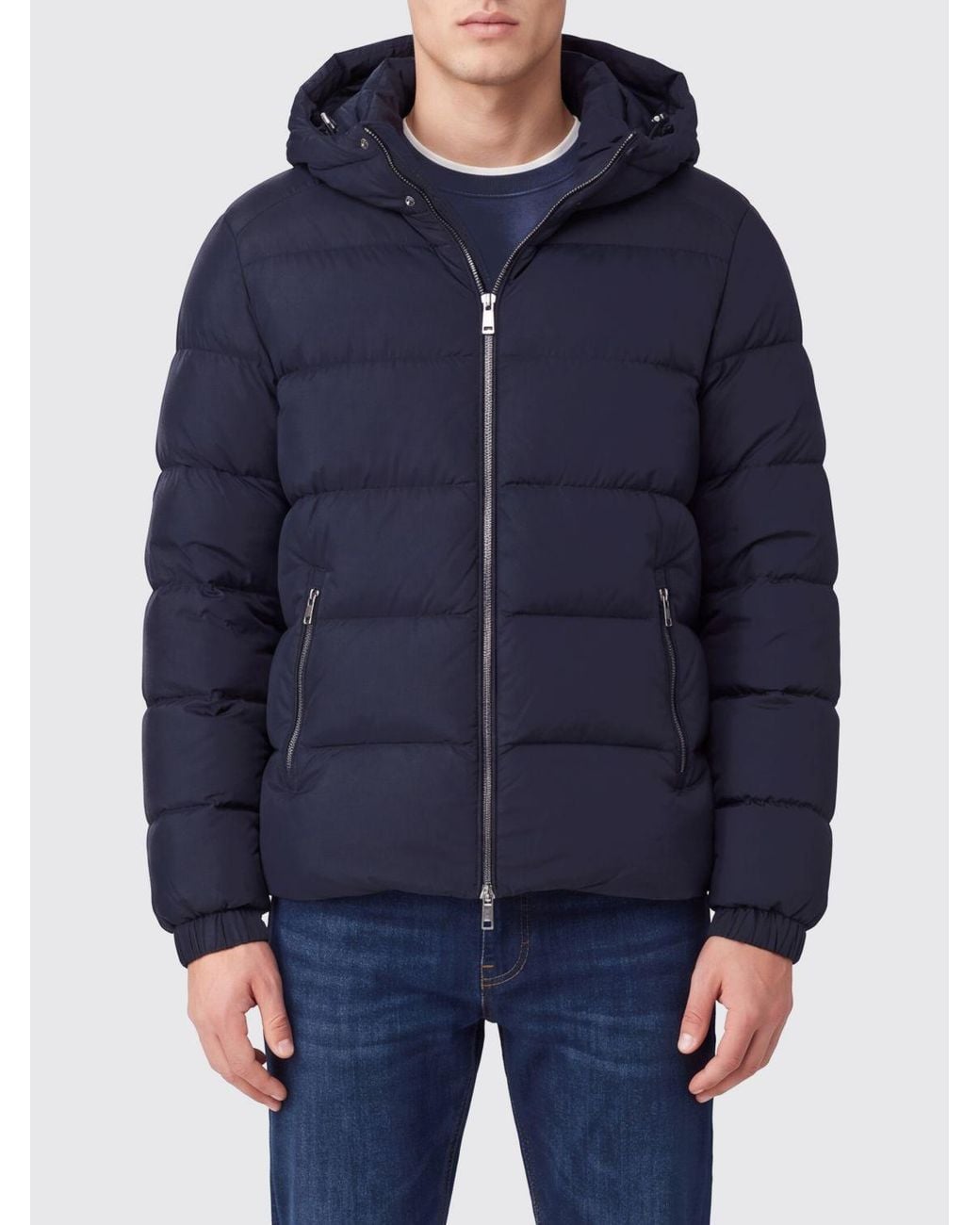 Add Blue Quilted Down Jacket for men