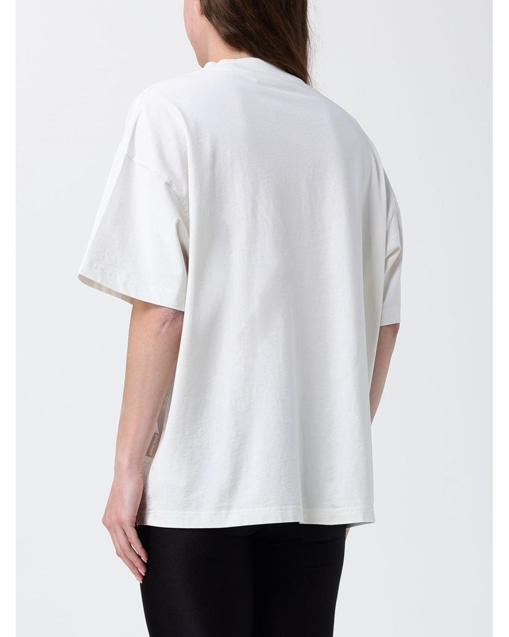 Palm Angels White Cotton T-Shirts With Teddy Print