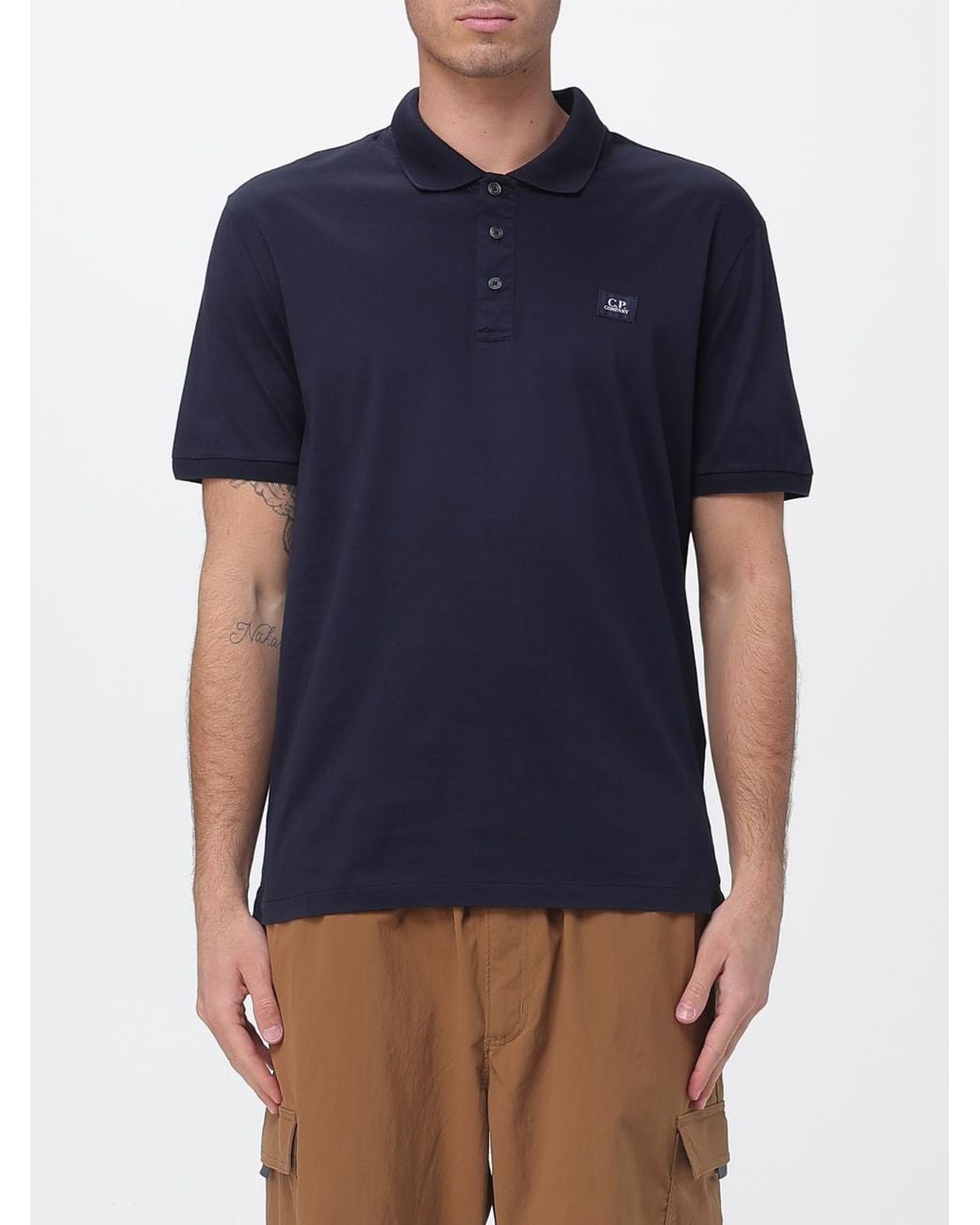 C P Company Blue Cotton Polo Shirt for men