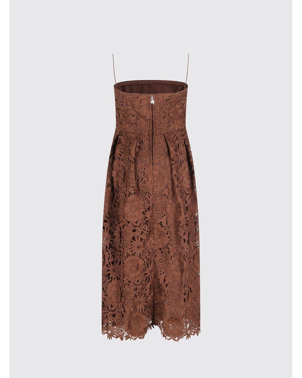 ROTATE BIRGER CHRISTENSEN Brown Macramé Midi Dress