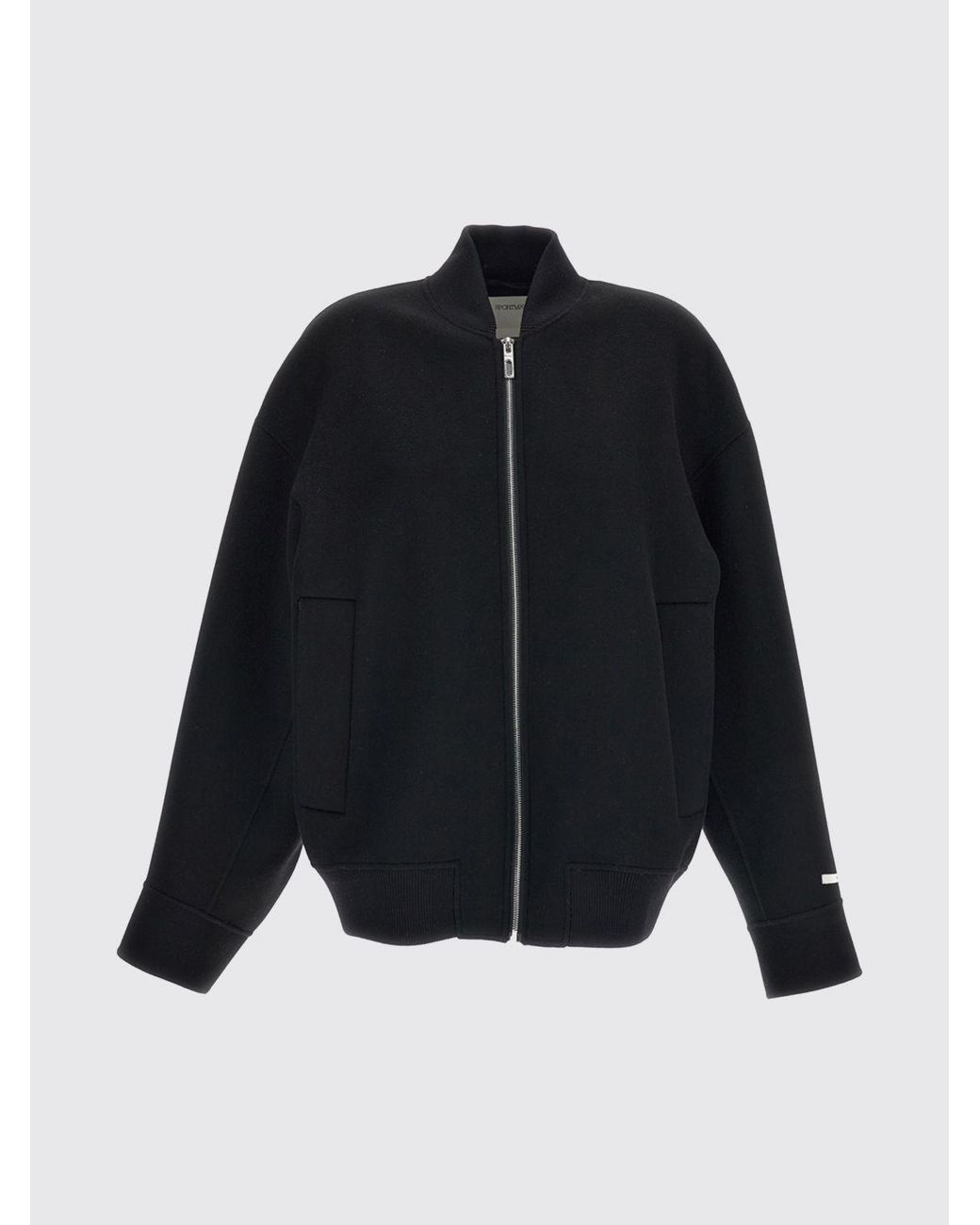 Sportmax Blue Cropped Pure Virgin Wool Bomber Jacket With Contrast Logo