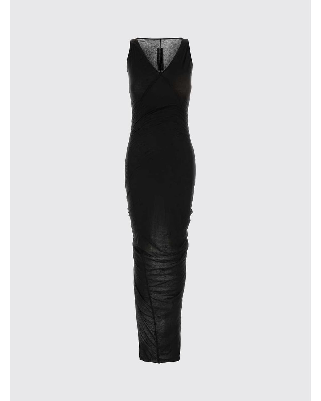 Rick Owens Black Long Off-The-Shoulder Sheath Dress