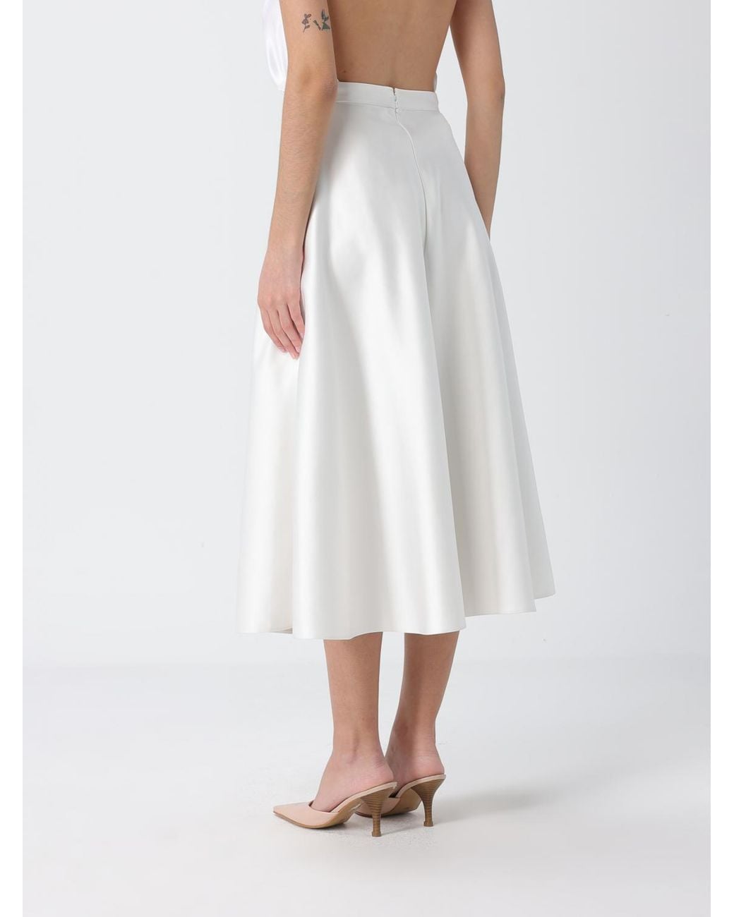 Elisabetta Franchi White Satin Skirt