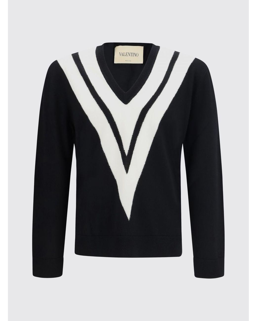 Valentino Black Wool V-Neck Sweater for men