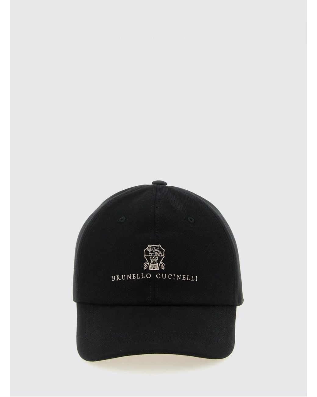Brunello Cucinelli Black Cotton Baseball Cap With Embroidered Logo for men