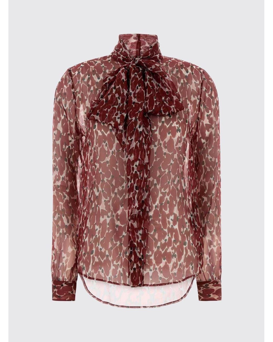 Saint Laurent Brown Silk Shirt With Floral Print
