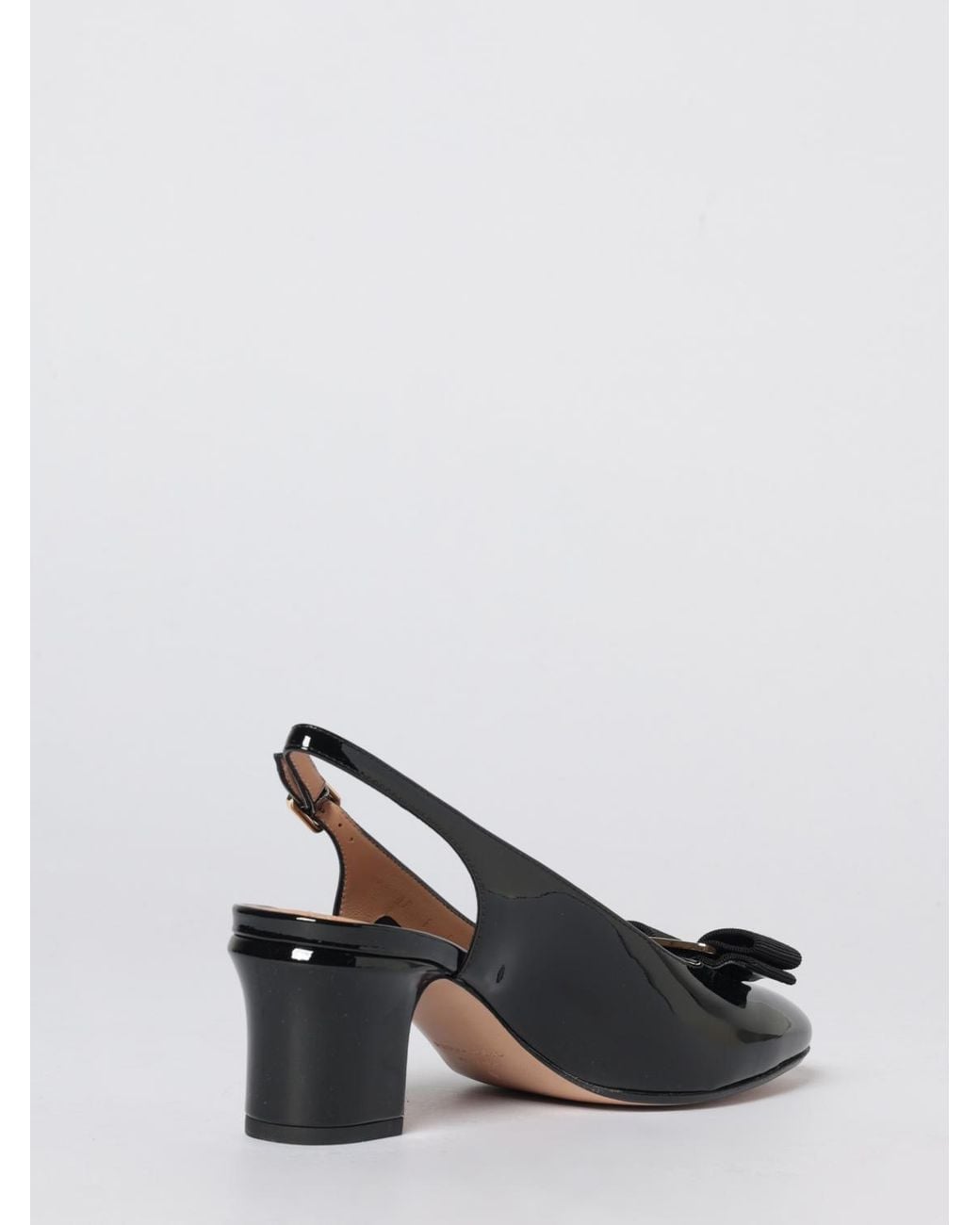 Ferragamo Black Vara Patent Leather Slingbacks