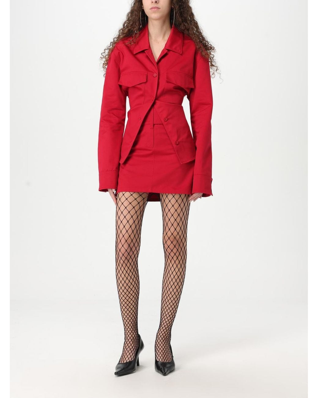 Courreges Red Mini Skirt With Belted Waist