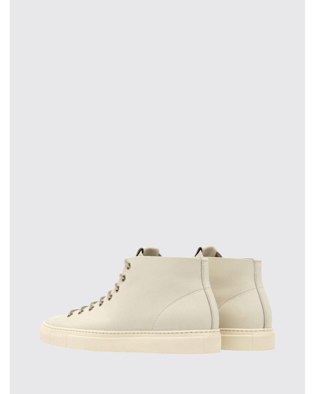 Buttero Natural Leather Lace-Up High-Top Trainers With Tone-On-Tone Logo