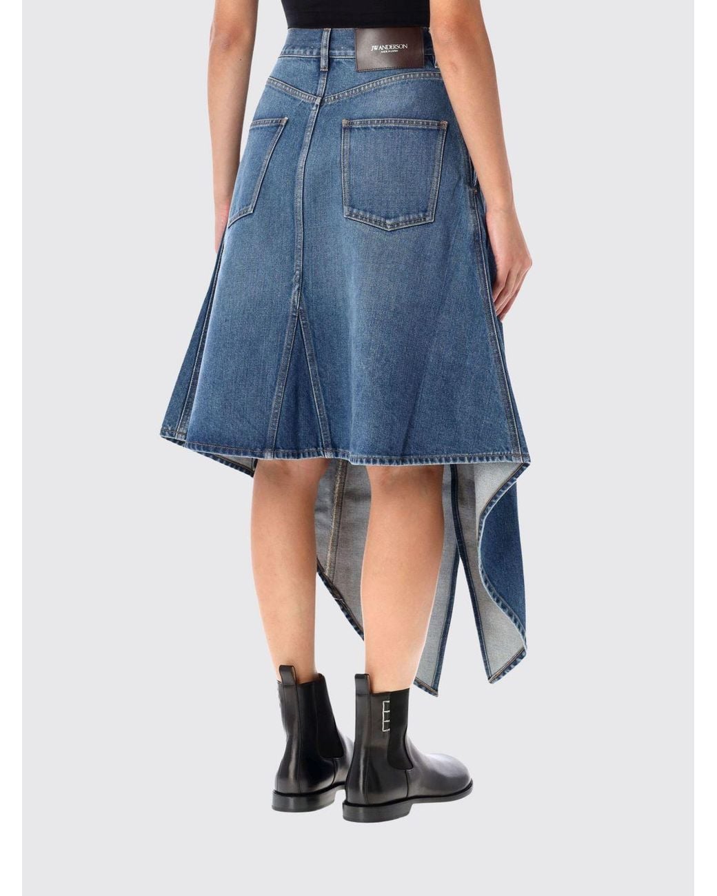 J.W. Anderson Blue High-Waisted Asymmetrical Denim Midi Skirt