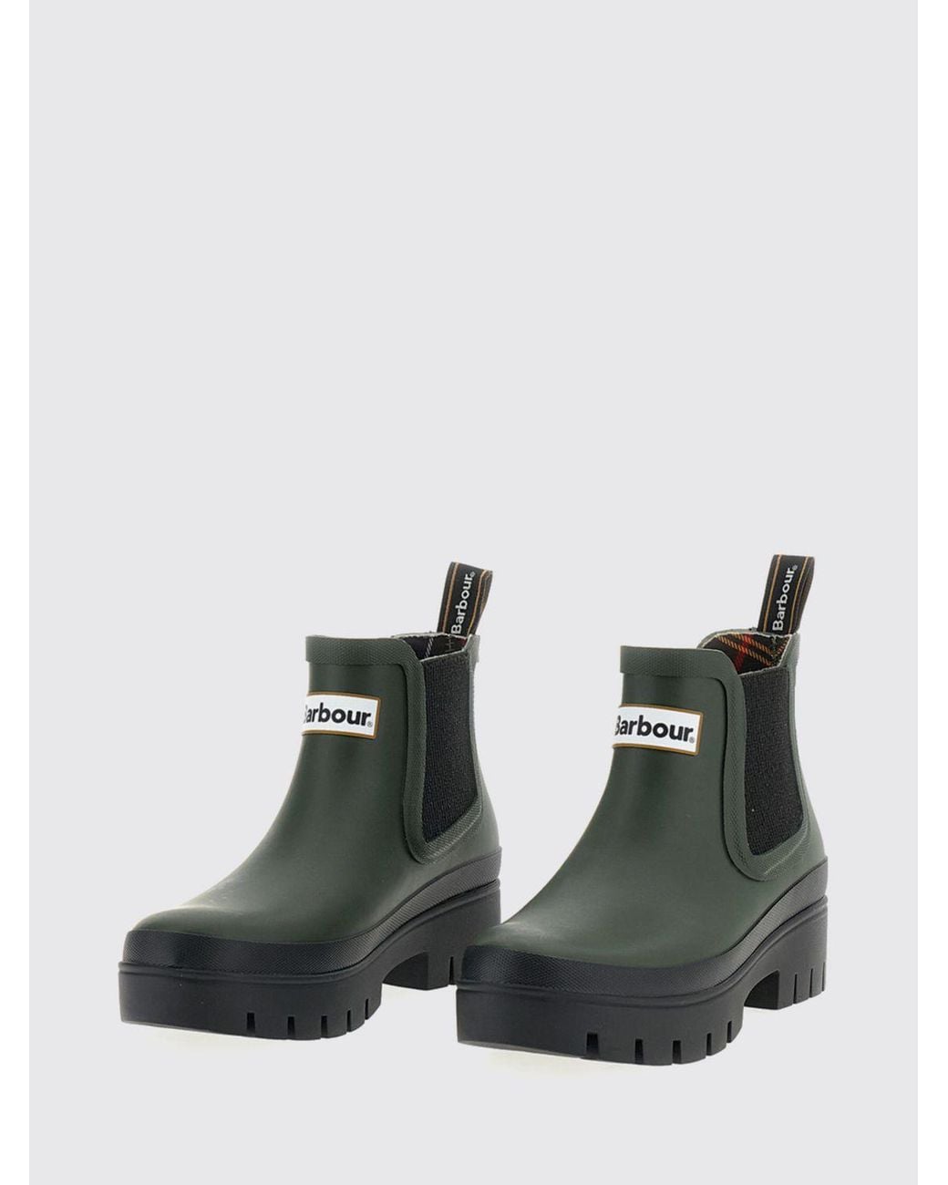 Barbour Green Rubber Chelsea Rain Boots With Contrast Logo