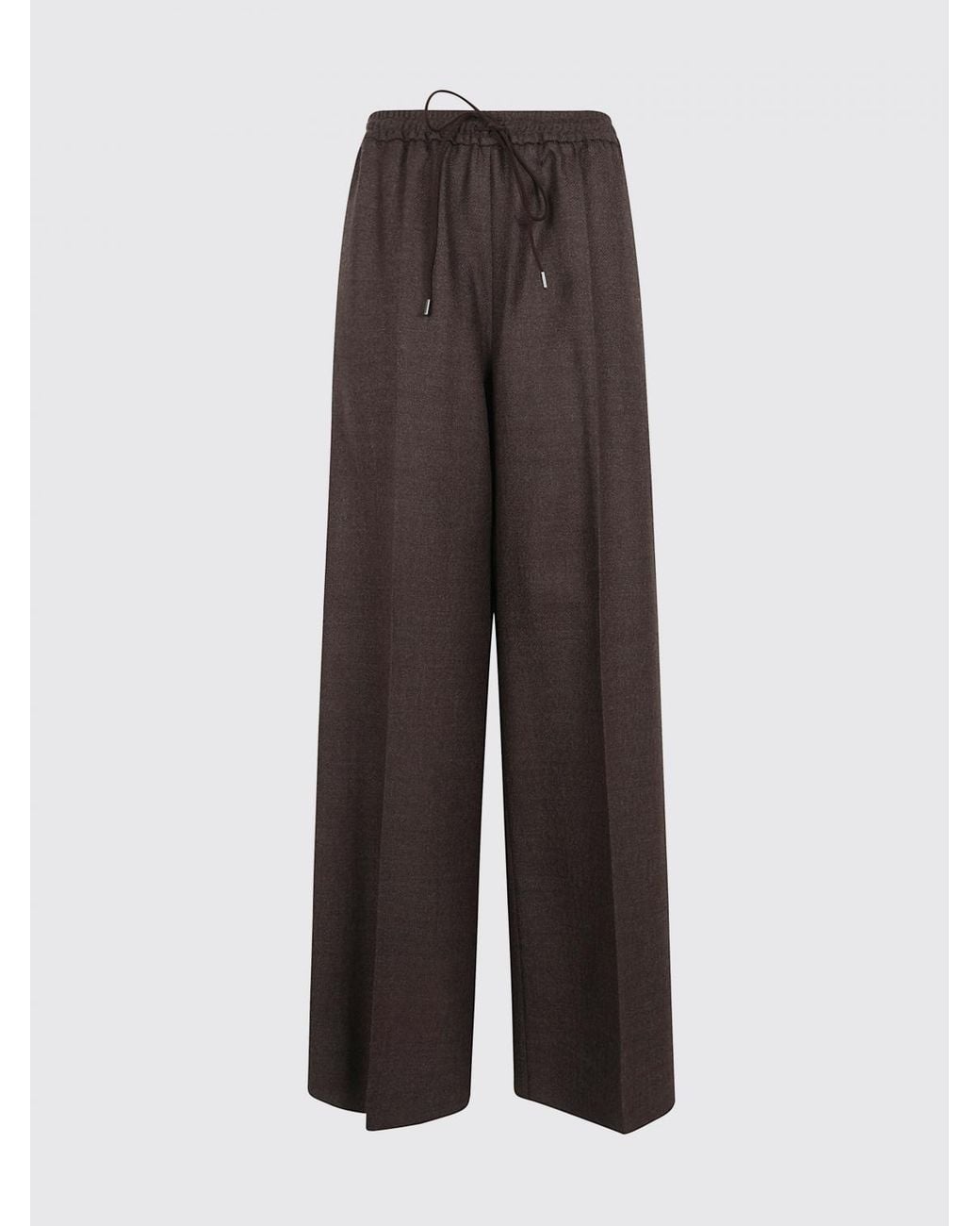 Max Mara Brown High-Waisted Shetland Wool Wide-Leg Palazzo Trousers