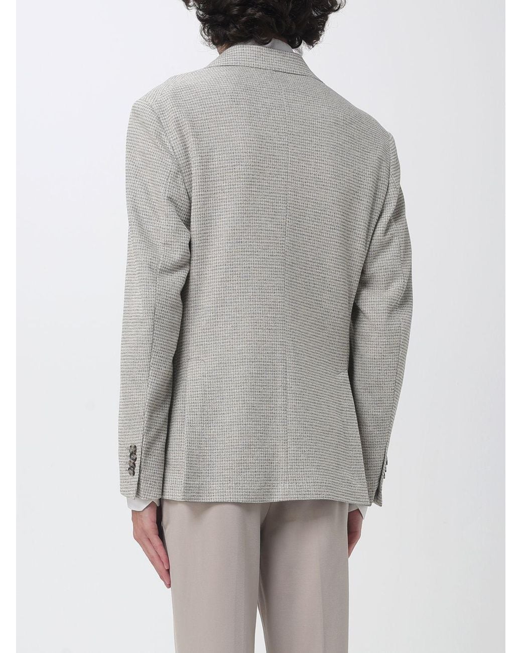 Manuel Ritz Gray Single-Breasted Cotton Blend Blazer With Patch Pockets for men
