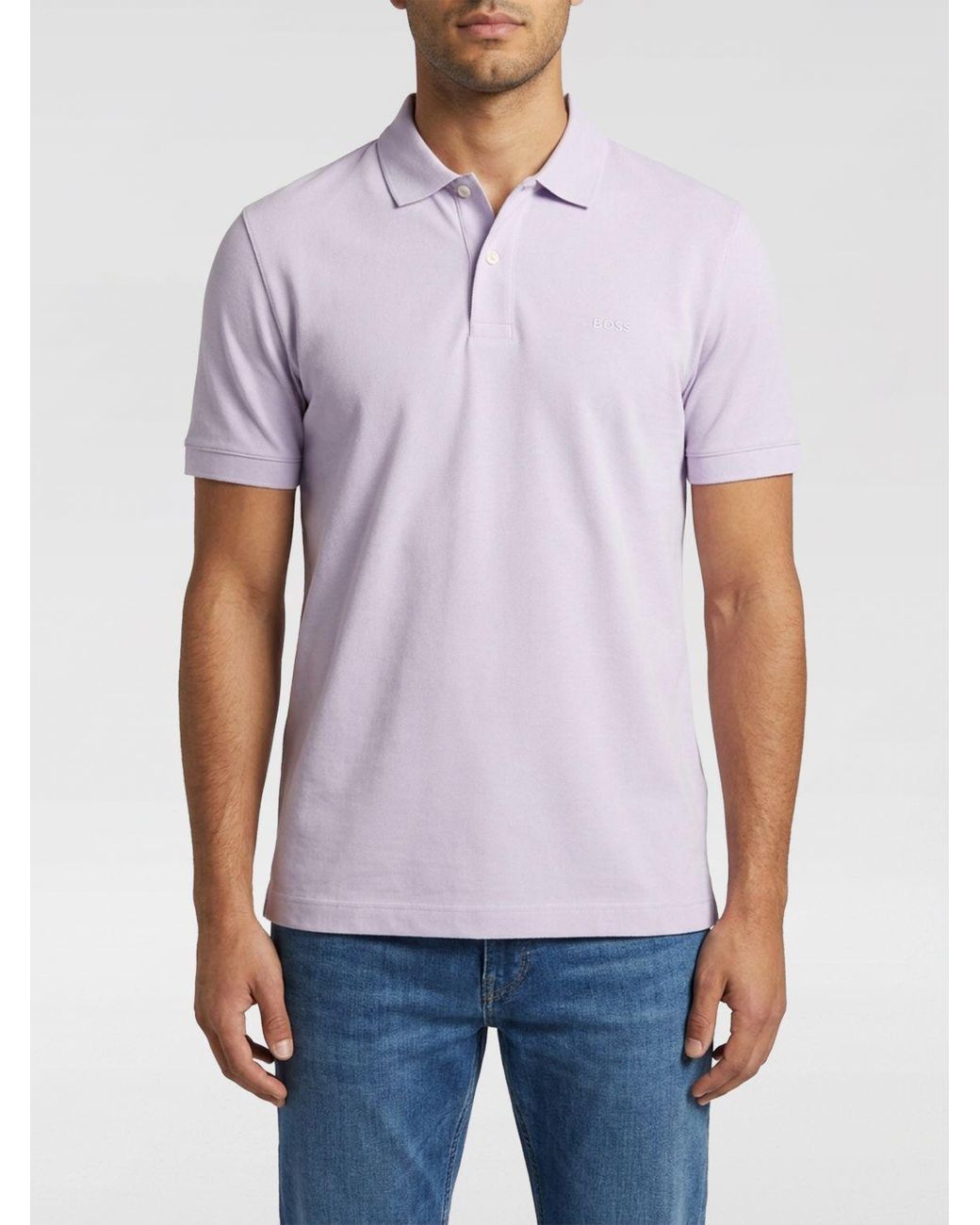 Boss Purple Cotton Polo Shirt for men