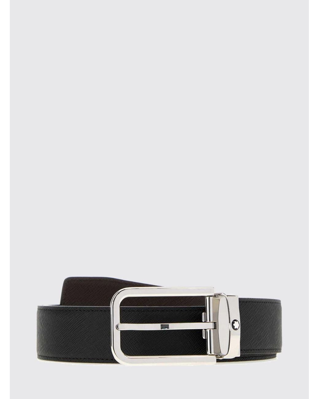 Montblanc Black Sartorial Reversible Saffiano Leather Belt With Enameled Buckle for men