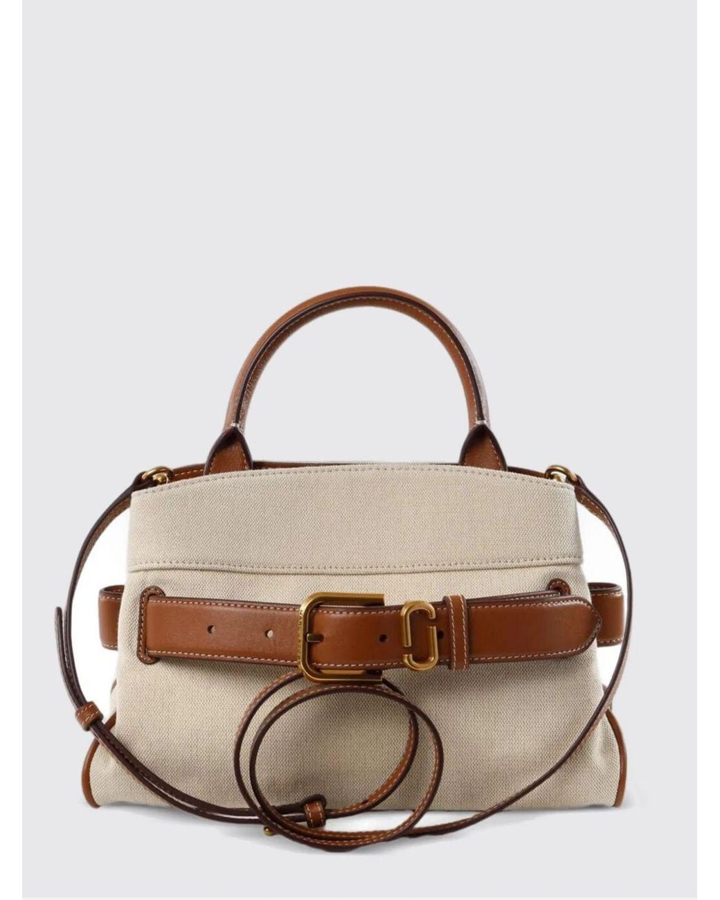 Marc Jacobs Metallic The Satchel Canvas Handbag With Double J Logo